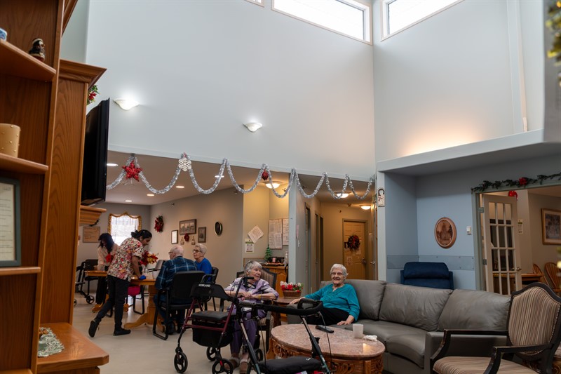 Elderly Residents of Borden Care Home relaxing on couch